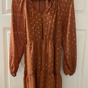 Blu Pepper Orange & Gold polka dotted mini sundress